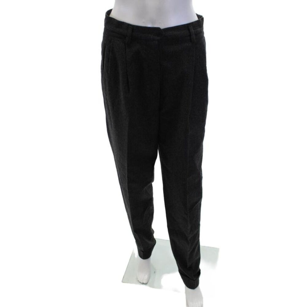 Antonio Fusco Womens Wool Pocketed Pleated Cuffed Ankle Pants Gray Size 48